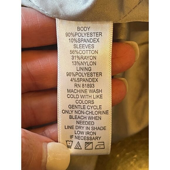 H By Halston Gray Faux Suede Knit Sleeves Tie Waist Trench Coat Jacket Size 8 - Picture 11 of 12